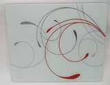 ❤️ Corelle SPLENDOR 15x12 Tempered Glass COUNTER SAVER Energetic Red Gray Scroll