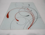 ❤️ Corelle SPLENDOR 15x12 Tempered Glass COUNTER SAVER Energetic Red Gray Scroll