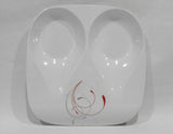 ❤️ CORELLE Coordinate SPLENDOR DOUBLE SPOON REST Melamine Plastic Red Gray Scrolls