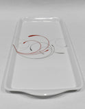 ❤️ Corelle SPLENDOR Melamine Plastic TIDBIT TRAY Serving 14.75 x 6.5 Red Gray Scrolls