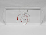 ❤️ Corelle SPLENDOR Melamine Plastic TIDBIT TRAY Serving 14.75 x 6.5 Red Gray Scrolls