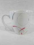 ❤️ HTF Corelle SPLENDOR 14-oz Round PORCELAIN MUG Cup *Red Gray Curled Scrolls