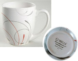 ❤️ HTF Corelle SPLENDOR 14-oz Round PORCELAIN MUG Cup *Red Gray Curled Scrolls