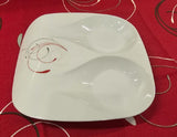 ❤️ CORELLE Coordinate SPLENDOR DOUBLE SPOON REST Melamine Plastic Red Gray Scrolls