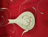 ❤️ CORELLE Coordinate SPLENDOR Porcelain 8.75" x 4" SPOON REST Red Gray Scrolls