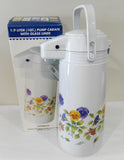 ❤️ NEW Corelle Corning SUMMER BLUSH 1-Qt PUMP CARAFE Thermal Hot Cold Coffee Tea