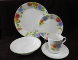 ❤️ NEW 5-pc Corelle SUMMER BLUSH Dinnerware PLACE SETTING Colorful Pansies Pansy