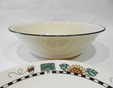 ❤️ Corelle SUNBLOSSOMS 1-Qt SERVING BOWL Vegetable Sandstone 8.5" BLACK RIM