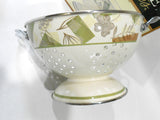 🌿NEW Corelle TEXTURED LEAVES 3-Qt COLANDER Porcelain /Stainless Steel Strainer