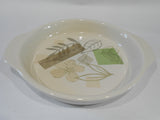 ❤️ HTF Corelle TEXTURED LEAVES PIE PLATE Sandstone Stoneware Handles Deep Dish