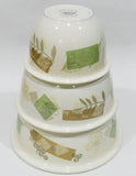 ❤️ 3-pc Corning Corelle TEXTURED LEAVES Stoneware MIXING & SERVING BOWL SET
