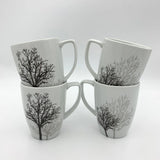 ❤️ 16-pc CORELLE Square TIMBER SHADOW DINNERWARE SET *Black Grey Bare Trees