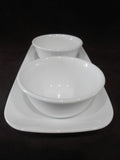 ❤️ 3-pc Corelle PURE WHITE Winter 10x5 APPETIZER TRAY & 6-oz RAMEKIN Sauce BOWLS