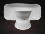 ❤️ 3-pc Corelle PURE WHITE Winter 10x5 APPETIZER TRAY & 6-oz RAMEKIN Sauce BOWLS