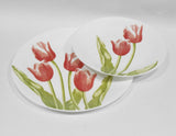 ❤️ Corelle TULIP BOUQUET UPick: Dinner OR Lunch Plate / Spring Green RED Blooms
