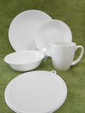 ❤️ NEW 30-pc Corelle WINTER FROST WHITE DINNERWARE SET w/ Mugs & Plastic Covers