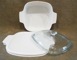 ❤️ 3-pc CORNINGWARE 1-Qt CASSEROLE & COVERS A-1-B Pyroceram Winter Frost White