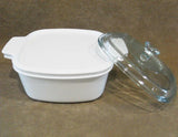 ❤️ 3-pc CORNINGWARE 1-Qt CASSEROLE & COVERS A-1-B Pyroceram Winter Frost White