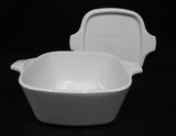 ❤️ NEW 2-pc CORNINGWARE WHITE PETITE P-43 & Plastic COVER Pyroceram Dish Pan