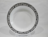 ❤️ 1 Corelle Corning WINDING GATE 15-oz Flat Rim SOUP BOWL Pasta Black Scroll White Floral