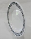❤️ 1 Corelle Corning WINDING GATE 15-oz Flat Rim SOUP BOWL Pasta Black Scroll White Floral