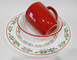 ❤️ NEW 17-pc Corelle WINTER HOLLY Dinnerware Set CHRISTMAS Holidays Red Band