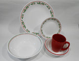 ❤️ NEW 17-pc Corelle WINTER HOLLY Dinnerware Set CHRISTMAS Holidays Red Band