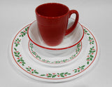 ❤️ NEW 17-pc Corelle WINTER HOLLY Dinnerware Set CHRISTMAS Holidays Red Band