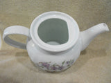 NO LID - CORELLE WISTERIA 1-Qt TEAPOT Porcelain Purple Floral & Vines Swirls
