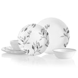 16-pc Corelle MISTY LEAVES DINNERWARE SET Plates Bowls *Gray Grey Watercolors