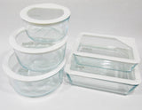 ❤️ 10-pc PYREX ULTIMATE Food Storage Container Set WHITE SILICONE & GLASS LIDS