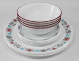 ❤️ 16-pc Corelle NORDIC BLOOM Dinnerware Set *Scandinavia Wildflowers Rasberry Teal Gray