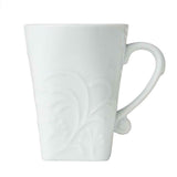 Corelle BOUTIQUE CHERISH Embossed 11.5 oz Square White PORCELAIN MUG CUP