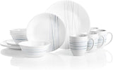❤️ 1 Corelle Signature SILVER STRANDS 8.5" LUNCH PLATE *Crisscross Blue Gray Lines