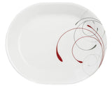 ❤️ 2-pc Corelle SPLENDOR SERVING SET Large 2-Qt BOWL & PLATTER Red Gray Scrolls