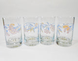 ❤️ NW 4 Corelle PINK TRIO 7-oz JUICE GLASSES Peach Blue Graceful Floral Blossoms