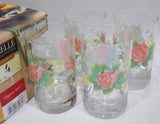 ❤️ NEW 4 Corelle ELEGANT ROSE 7-oz JUICE GLASSES Pink Weighted Bottom Drinkware