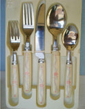 20-pc Corelle ENGLISH BREAKFAST Stainless FLATWARE Set *Pink Blue Sandstone