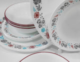 ❤️ 16-pc Corelle NORDIC BLOOM Dinnerware Set *Scandinavia Wildflowers Rasberry Teal Gray