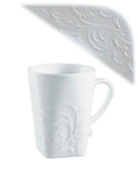 Corelle BOUTIQUE CHERISH Embossed 11.5 oz Square White PORCELAIN MUG CUP