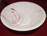 ❤️ 2-pc Corelle SPLENDOR SERVING SET Large 2-Qt BOWL & PLATTER Red Gray Scrolls