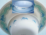 *VGC Corelle OCEAN DANCE 18-oz SOUP Cereal BOWL Blue Green Sea Playful Dolphins