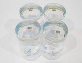 ❤️ NW 4 Corelle PINK TRIO 7-oz JUICE GLASSES Peach Blue Graceful Floral Blossoms