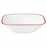 NEW Corelle RED RIM Square 10-oz DESSERT BOWL Fruit Splendor Chelsea Kyoto Leaves