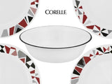 ❤️ New 16-pc CORELLE MOSAIC RED Dinnerware SET *Scarlet Black Gray Geometric