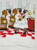5-pc KITCHEN COW Cotton 24x15 DISH TOWELS & Serrated Vegetable PEELER TOOLS SET