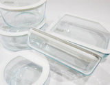 ❤️ 10-pc PYREX ULTIMATE Food Storage Container Set WHITE SILICONE & GLASS LIDS