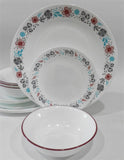 ❤️ 16-pc Corelle NORDIC BLOOM Dinnerware Set *Scandinavia Wildflowers Rasberry Teal Gray
