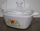 ❤️ NEW 3-pc CORNING Corelle P43 WILDFLOWER Petite Pan w/GLASS & Plastic COVERS