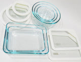 ❤️ 10-pc PYREX ULTIMATE Food Storage Container Set WHITE SILICONE & GLASS LIDS